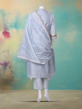 Embroidered Chanderi Kurta With Pant & Dupatta